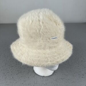 Kangol Hat Furgora Casual‎ Fitted Mens Medium Ivory Fuzzy Angora Bucket Bowler